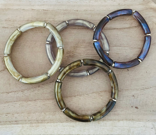 Bracelets élastiqués perles tubes - Les Irisés