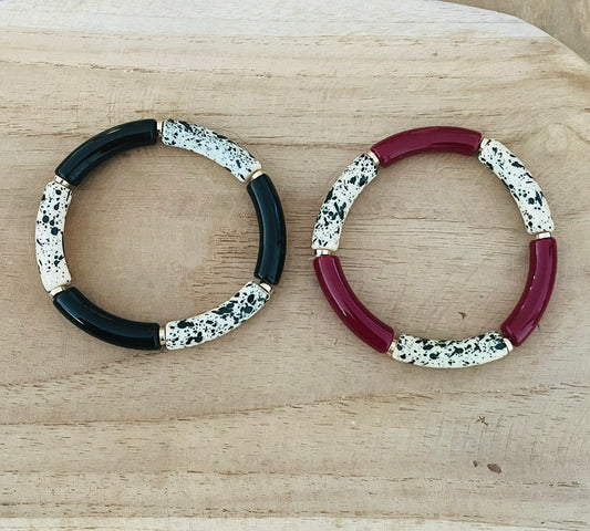 Bracelets élastiqués perles tubes - Les Tachetés