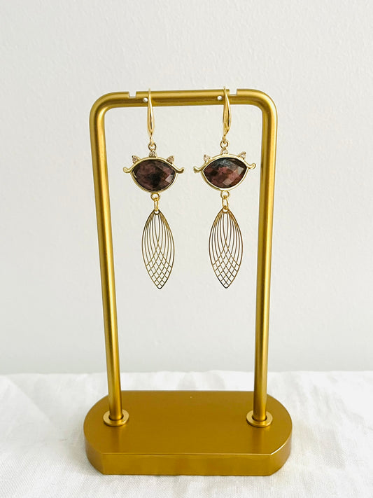 Boucles d'oreilles CLEO - Or 18K et Pierre Rose
