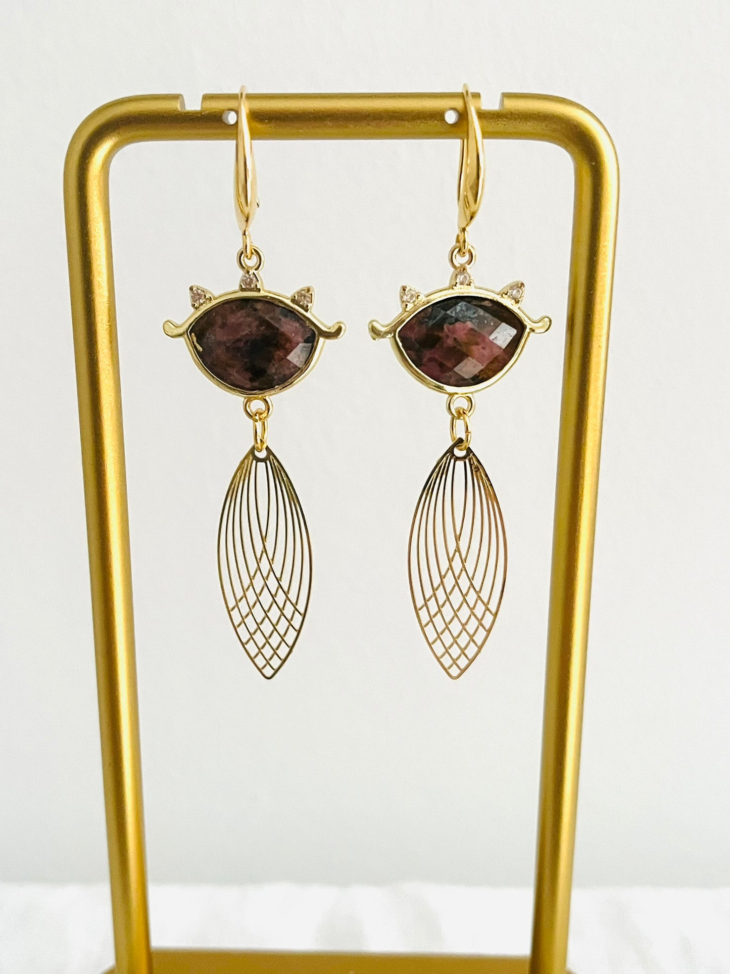 Boucles d'oreilles CLEO - Or 18K et Pierre Rose