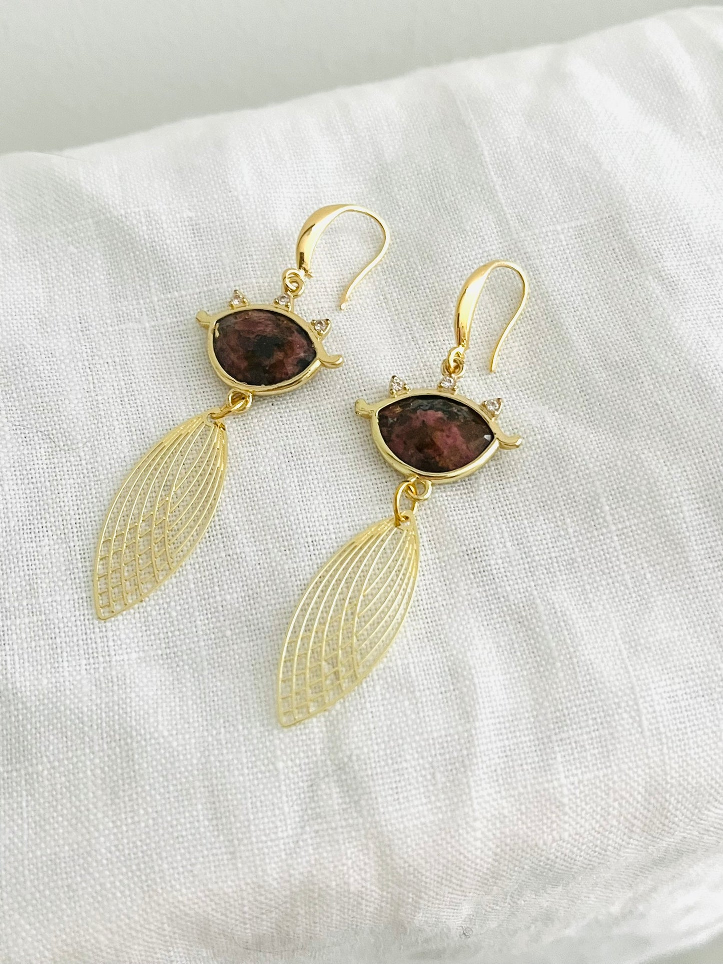 Boucles d'oreilles CLEO - Or 18K et Pierre Rose