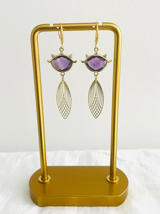 Boucles d'oreilles CLEO - Or 18K et Pierre naturelle - Améthyste