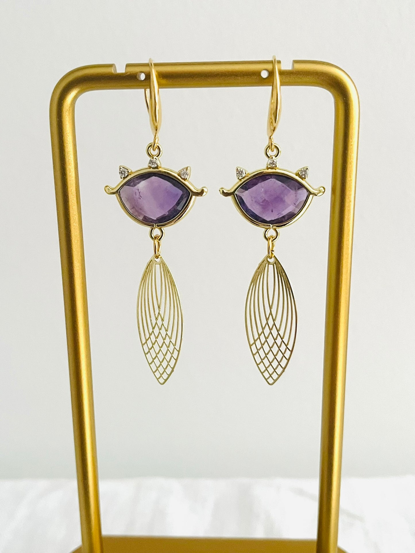 Boucles d'oreilles CLEO - Or 18K et Pierre naturelle - Améthyste