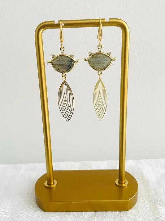 Boucles d'oreilles CLEO - Or 18K et Pierre naturelle - Spectrolite