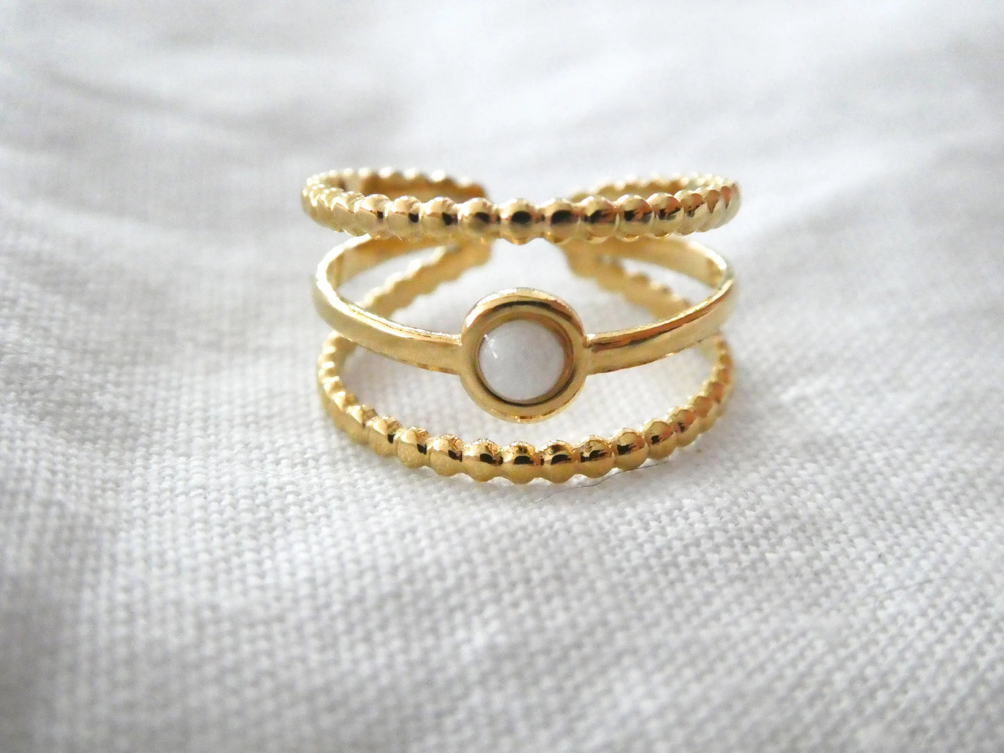 Bague femme réglable en acier inoxydable doré