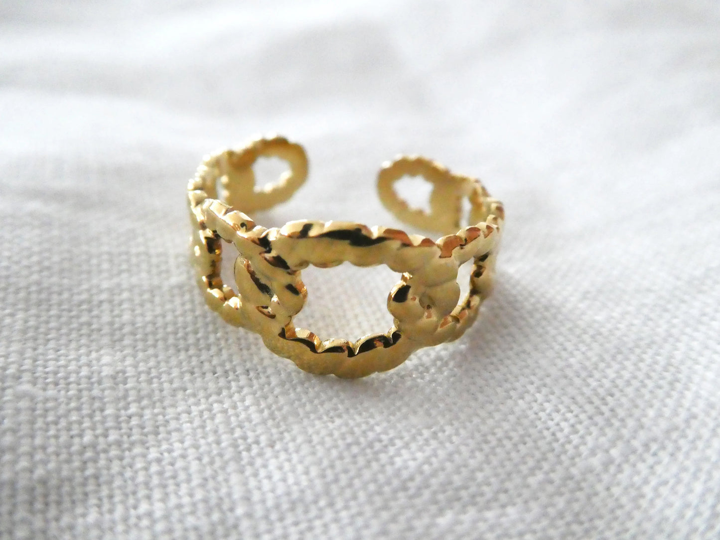 Bague femme réglable en acier inoxydable.