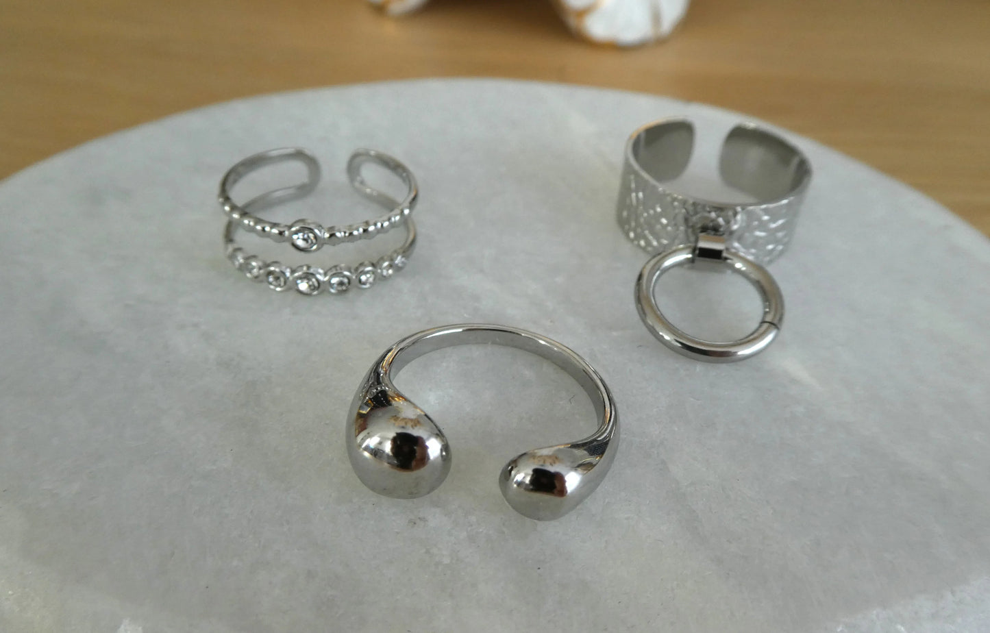 Bague femme réglable en acier inoxydable