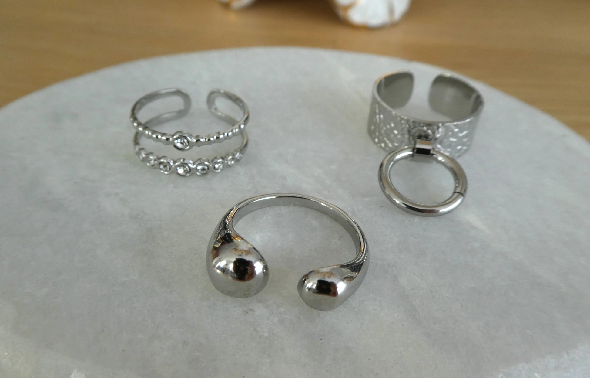 Bague femme réglable en acier inoxydable