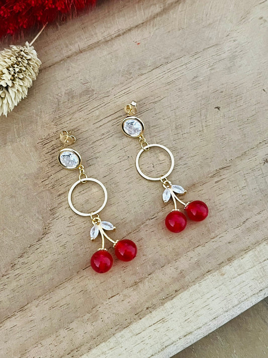 Boucles d'oreilles CERISE - Doré à l'or fin