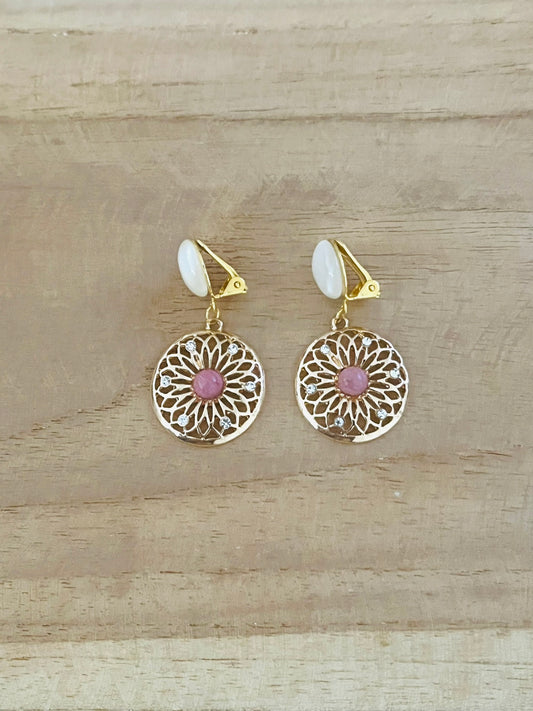 BO à clips ROSA - doré, blanc et rose