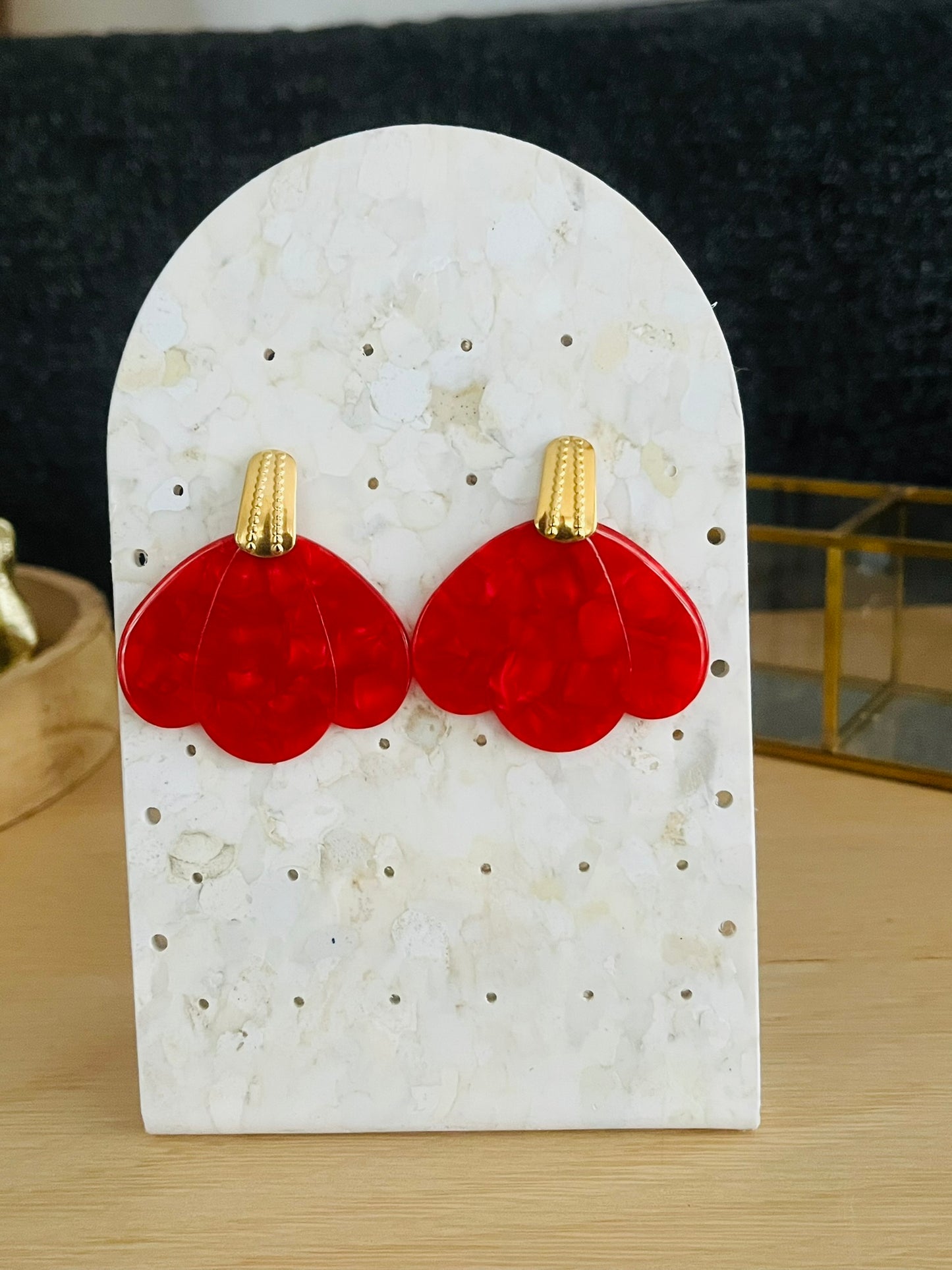 Boucles d'oreilles HANNA - Pétale Rouge nacré