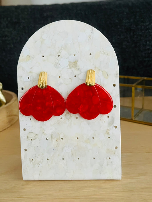 Boucles d'oreilles HANNA - Pétale Rouge nacré