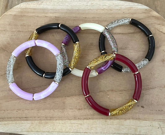 Bracelets élastiqués perles tubes - Les Pailletés