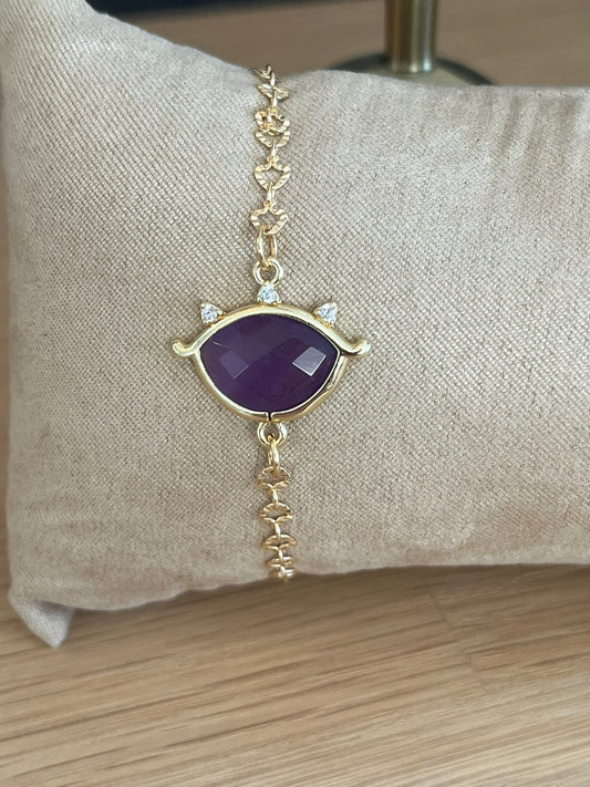 Bracelet doré EMILE - Oeil Améthyste