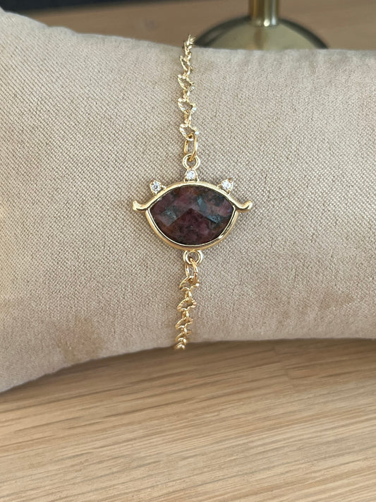 Bracelet doré EMILE - Oeil Pierre Rose