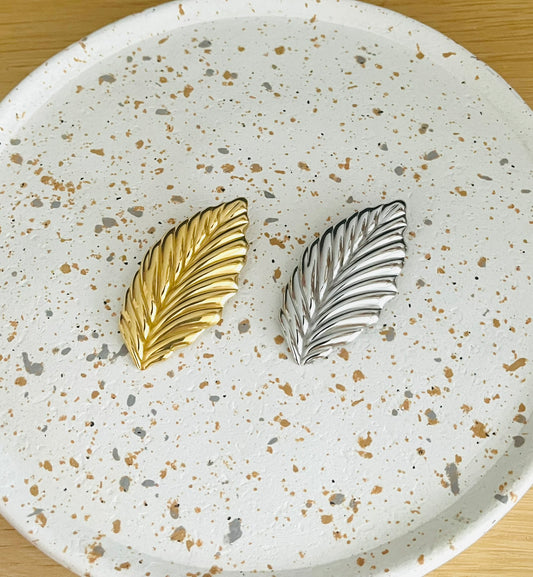 Broche Feuille en acier inoxydable