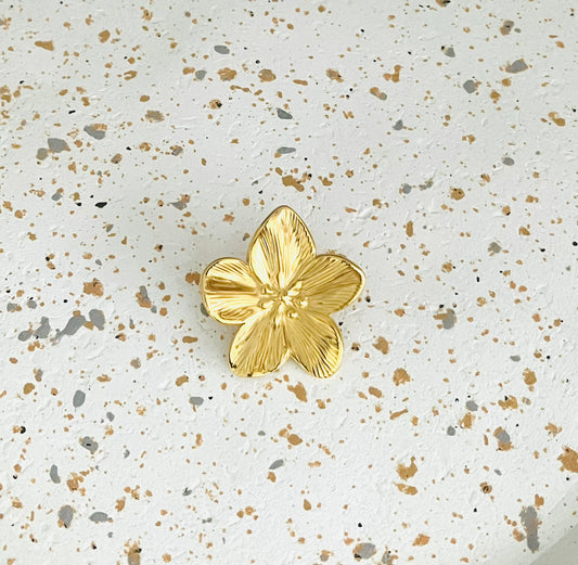 Broche Fleur en acier inoxydable doré
