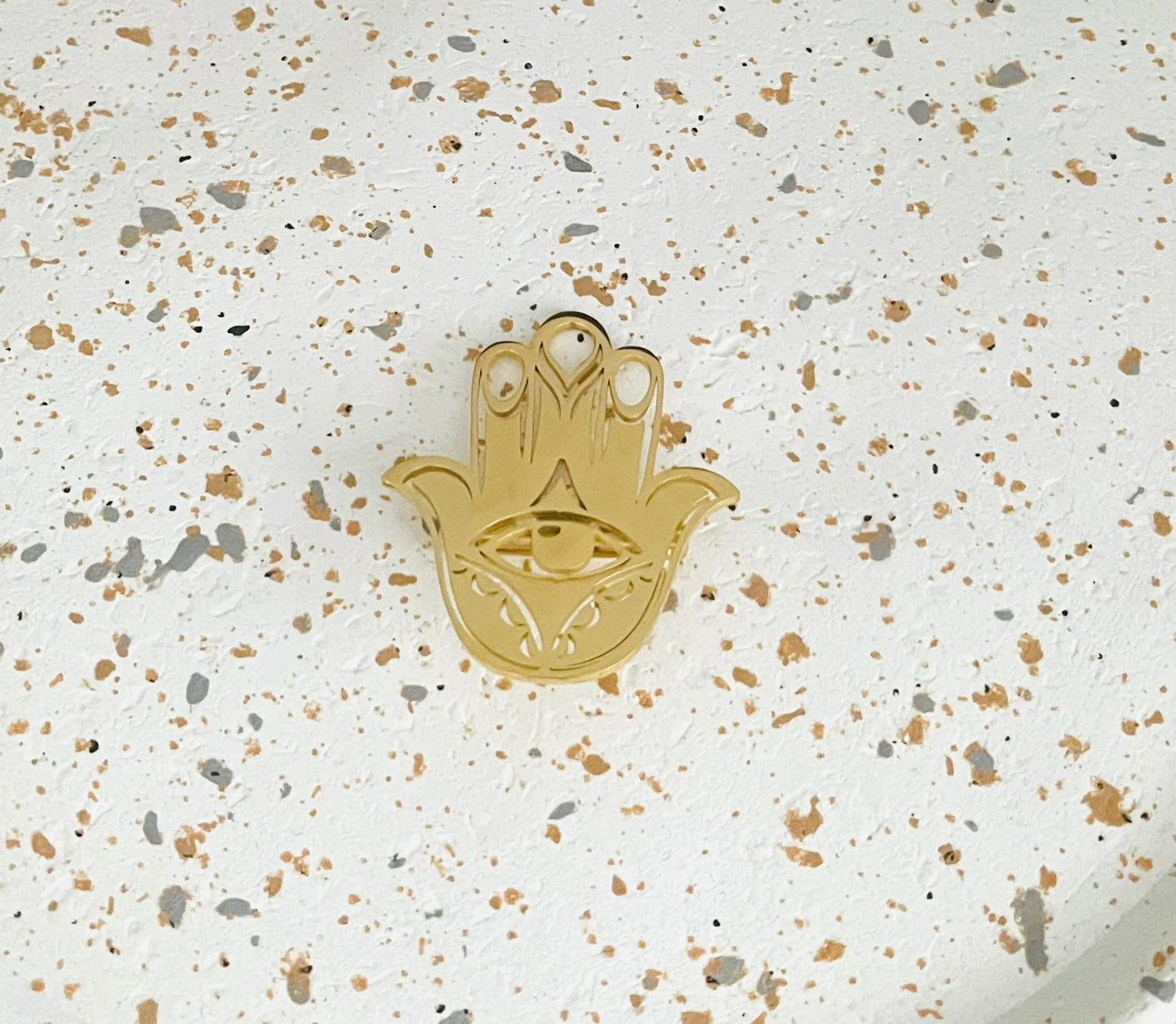 Broche Main de Fatma avec Oeil en acier doré