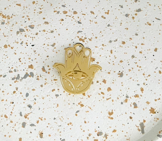 Broche Main de Fatma avec Oeil en acier doré