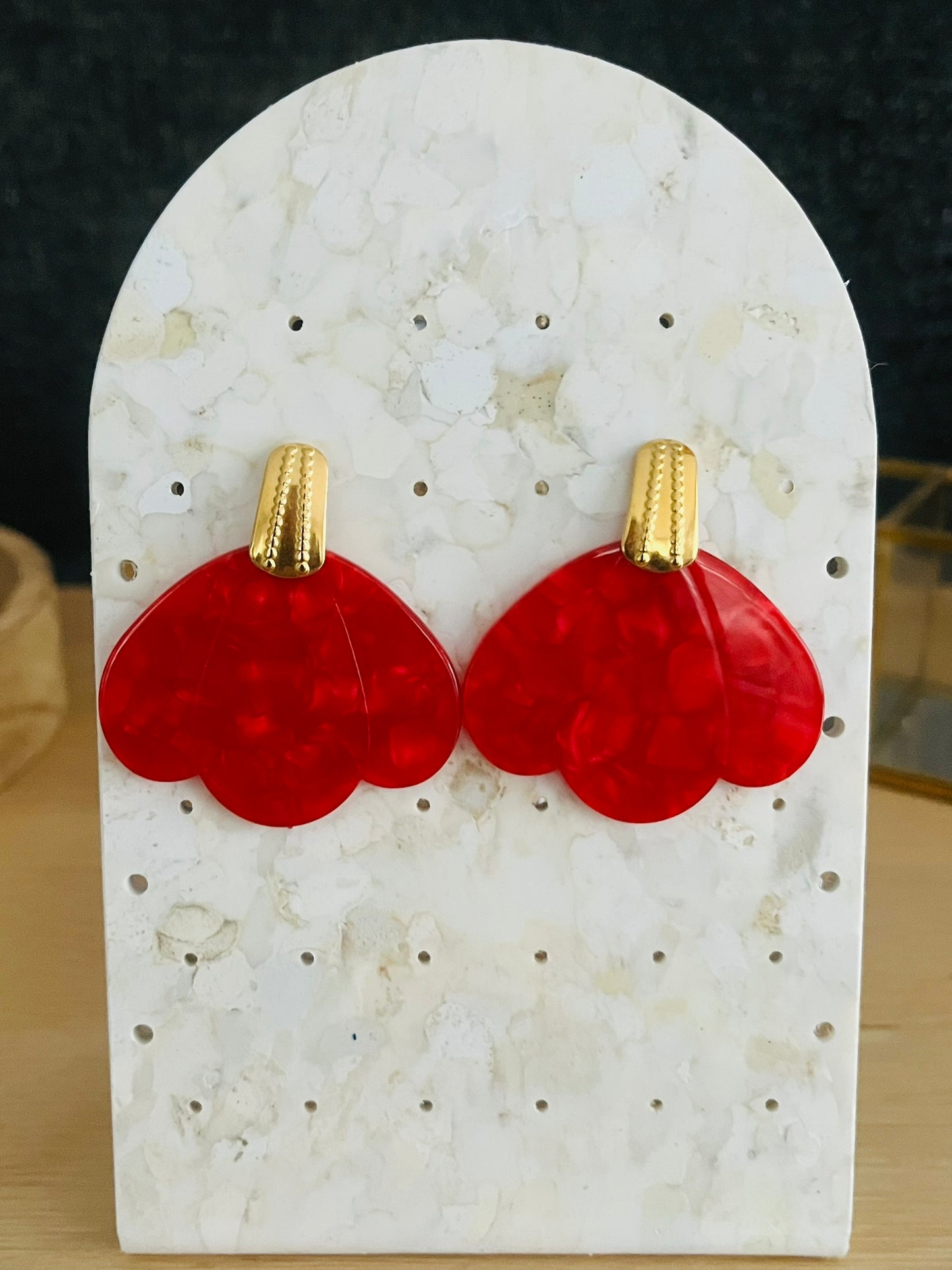 Boucles d'oreilles HANNA - Pétale Rouge nacré