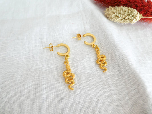 Mini créoles SNAKE - Serpent doré
