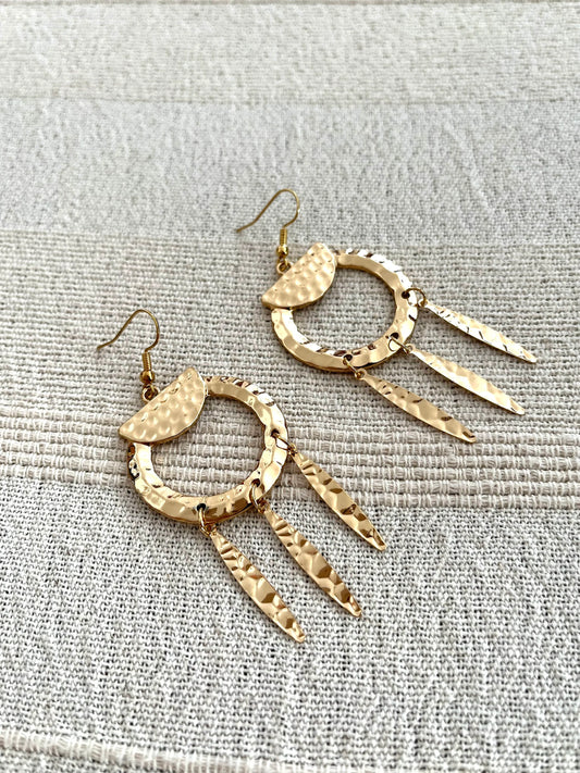Boucles d’oreilles RABAT - ethniques martelées doré