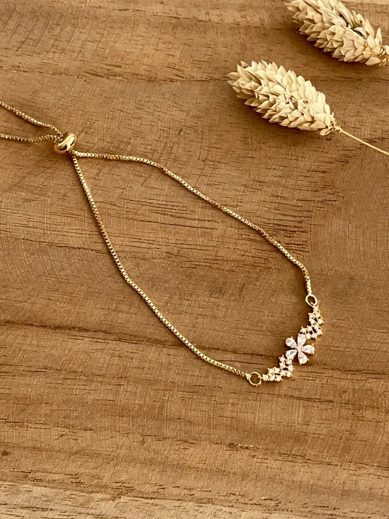 Bracelet plaqué LEON - or 18k et zircons
