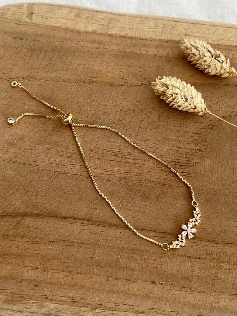 Bracelet plaqué LEON - or 18k et zircons