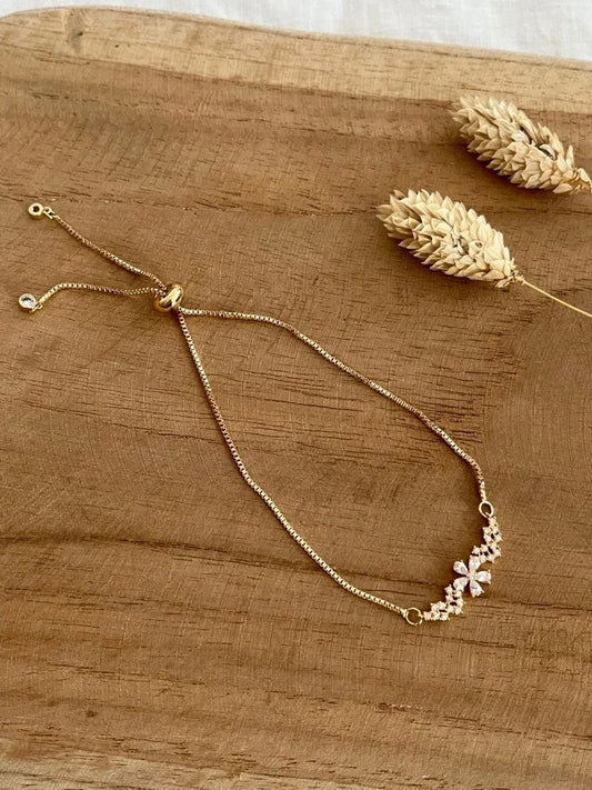 Bracelet plaqué LEON - or 18k et zircons