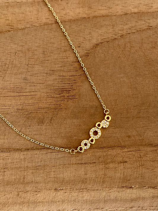 Collier fin HENRI - plaqué or 18K, pendentif cercles zirconium
