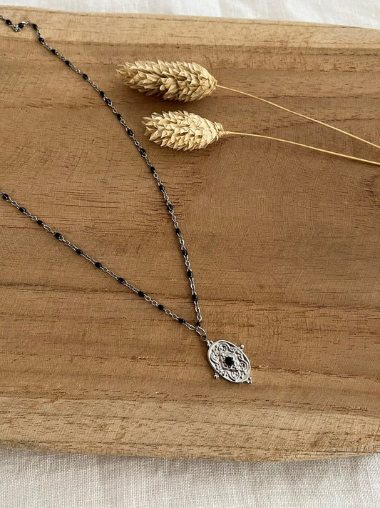 Collier JULES - acier inoxydable et noir