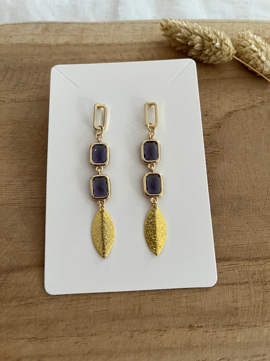 Boucles d’oreilles AMANDINE - doré et violet