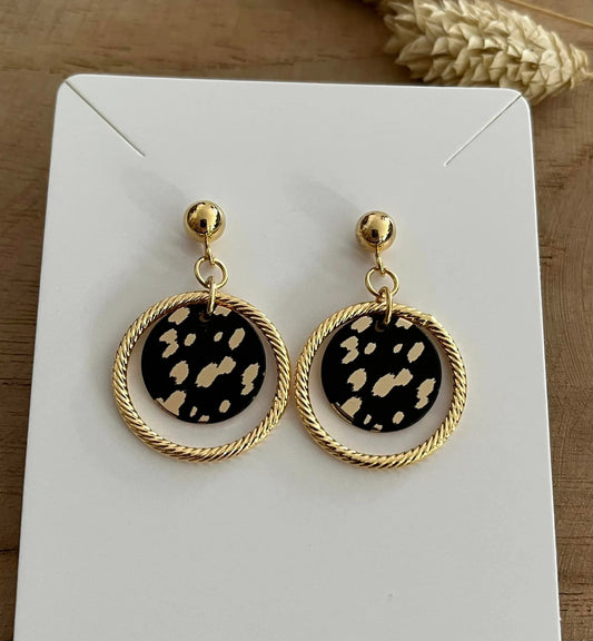 Boucles d'oreilles TORI - doré et noir