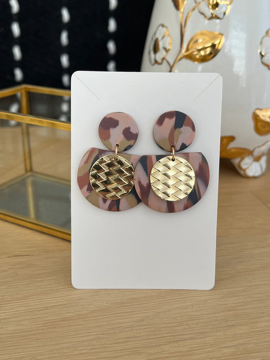 Boucles d’oreilles JULIA - argile polymère vieux rose, violet.