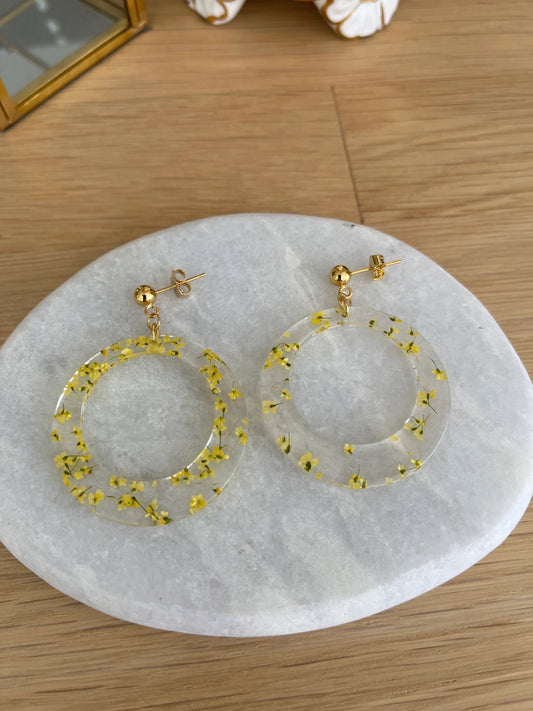 Boucles d’oreilles YELLOW - fleurs séchées jaune