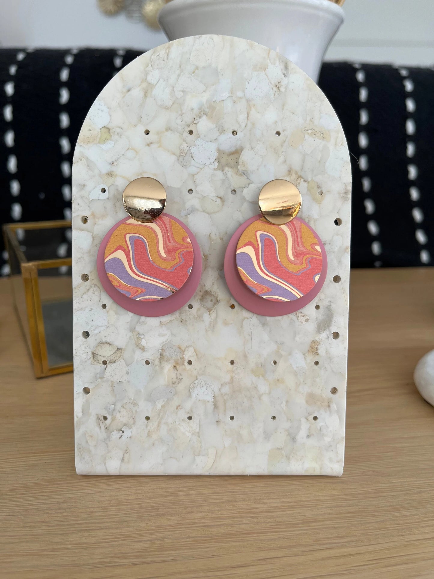 Boucles d’oreilles PHOEBE - doré, rose et jaune