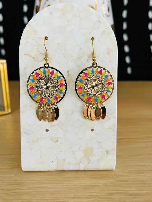 Boucles d’oreilles bohème ELSA - doré et multicolore
