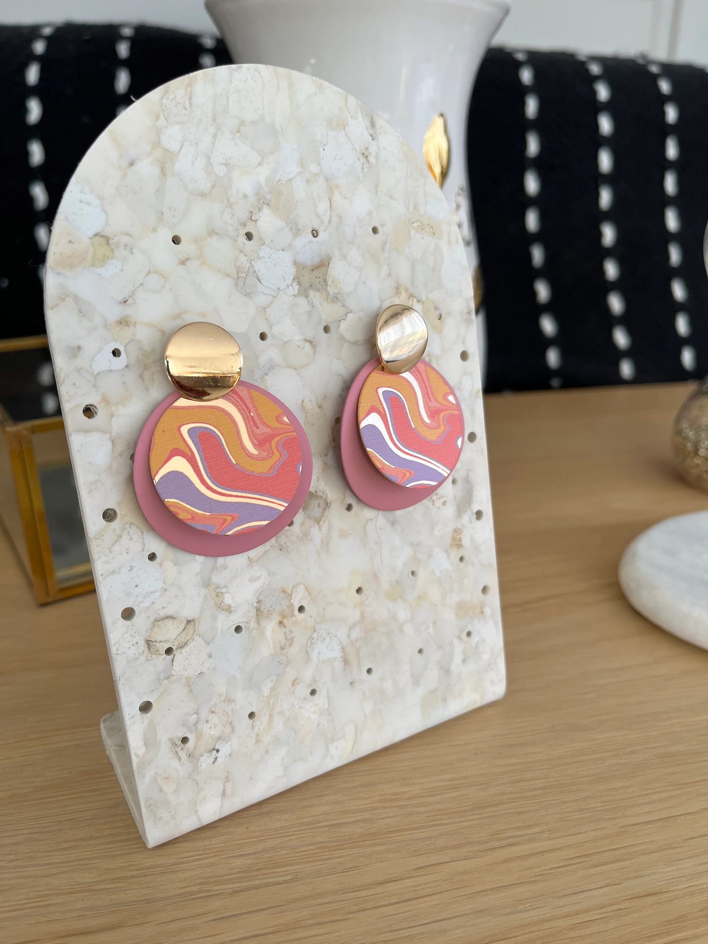 Boucles d’oreilles PHOEBE - doré, rose et jaune