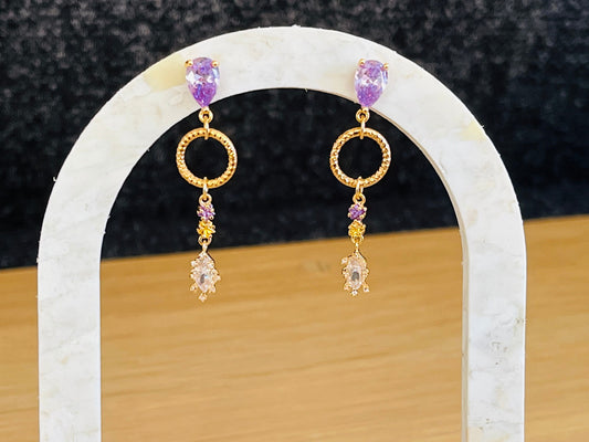 Boucles d’oreilles JILL - doré à l’or fin et verre