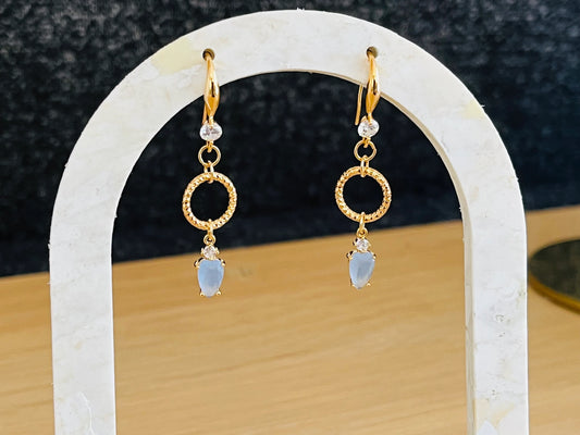 Boucles d’oreilles YASMINE - doré à l’or fin et verre couleur parme