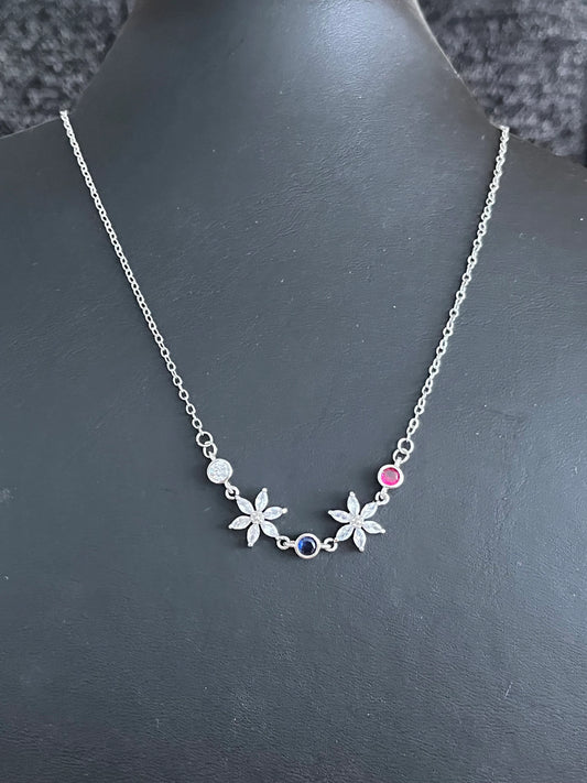 Collier AMANDA -  argenté Fleurs