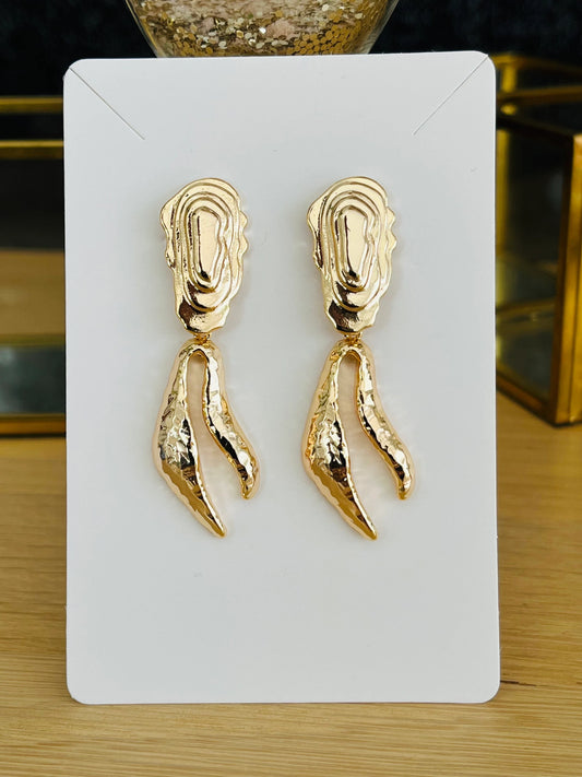 Boucles d’oreilles GABY - style ethnique doré à l’or fin 18k