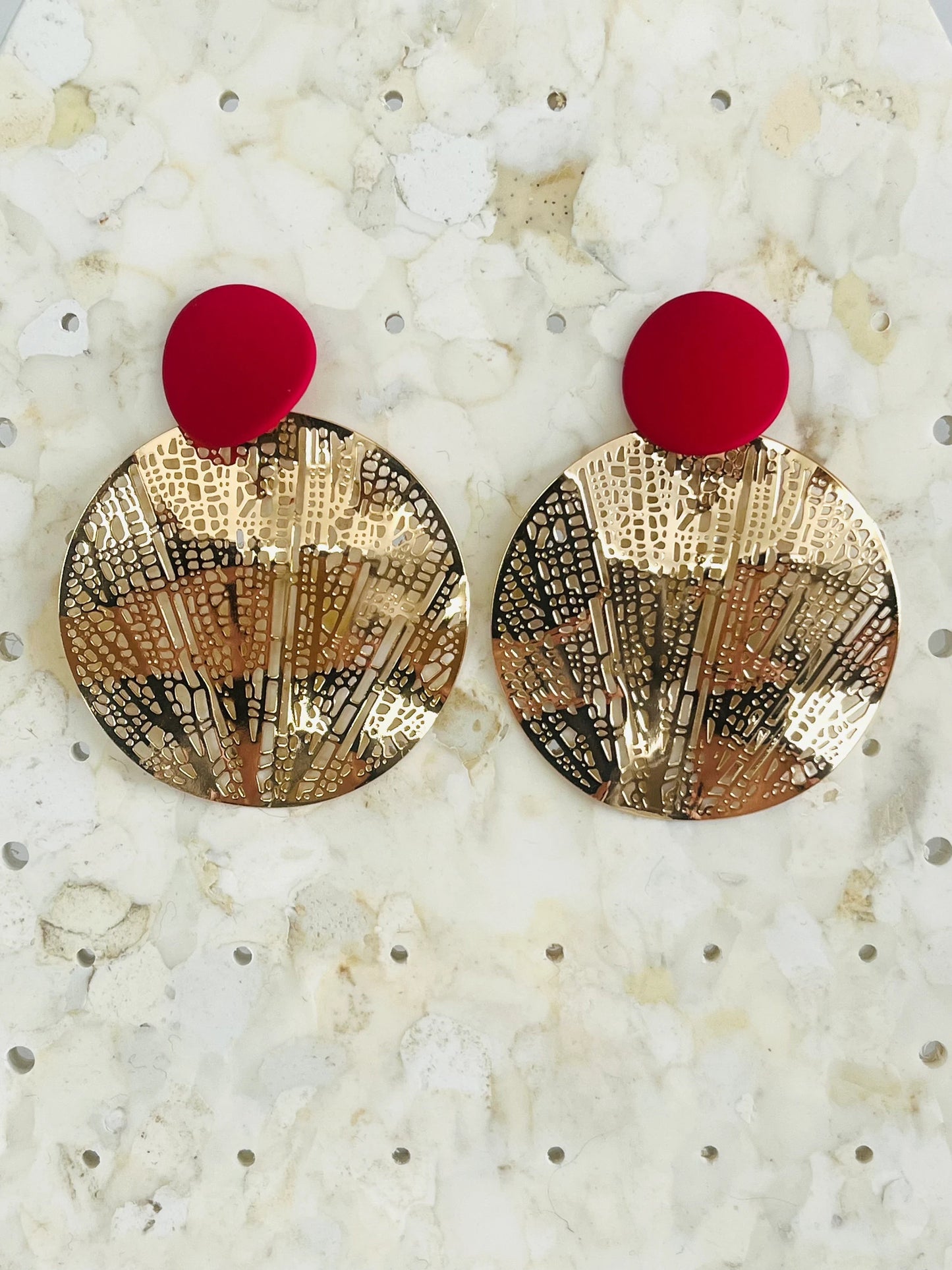 Boucles d’oreilles LOU - doré et bordeaux