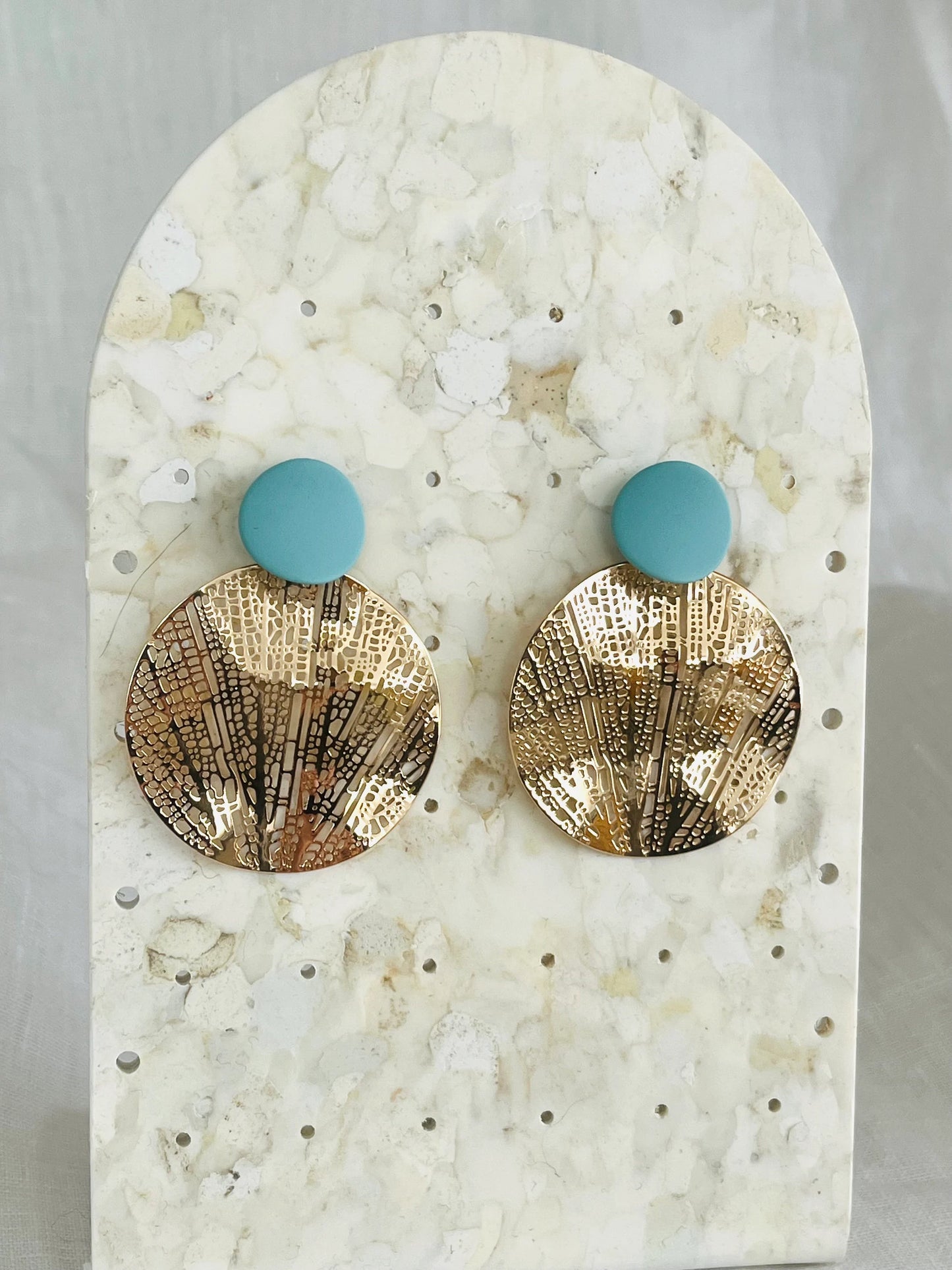 Boucles d’oreilles LOU - doré et turquoise