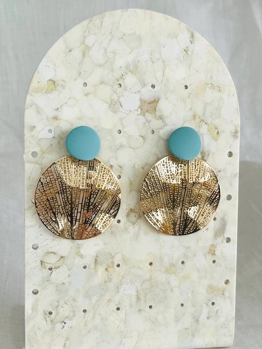 Boucles d’oreilles LOU - doré et turquoise